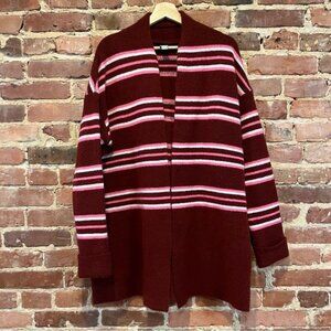 NVLT Open Front Longline Cardigan Striped Size Medium Anthro Coatigan